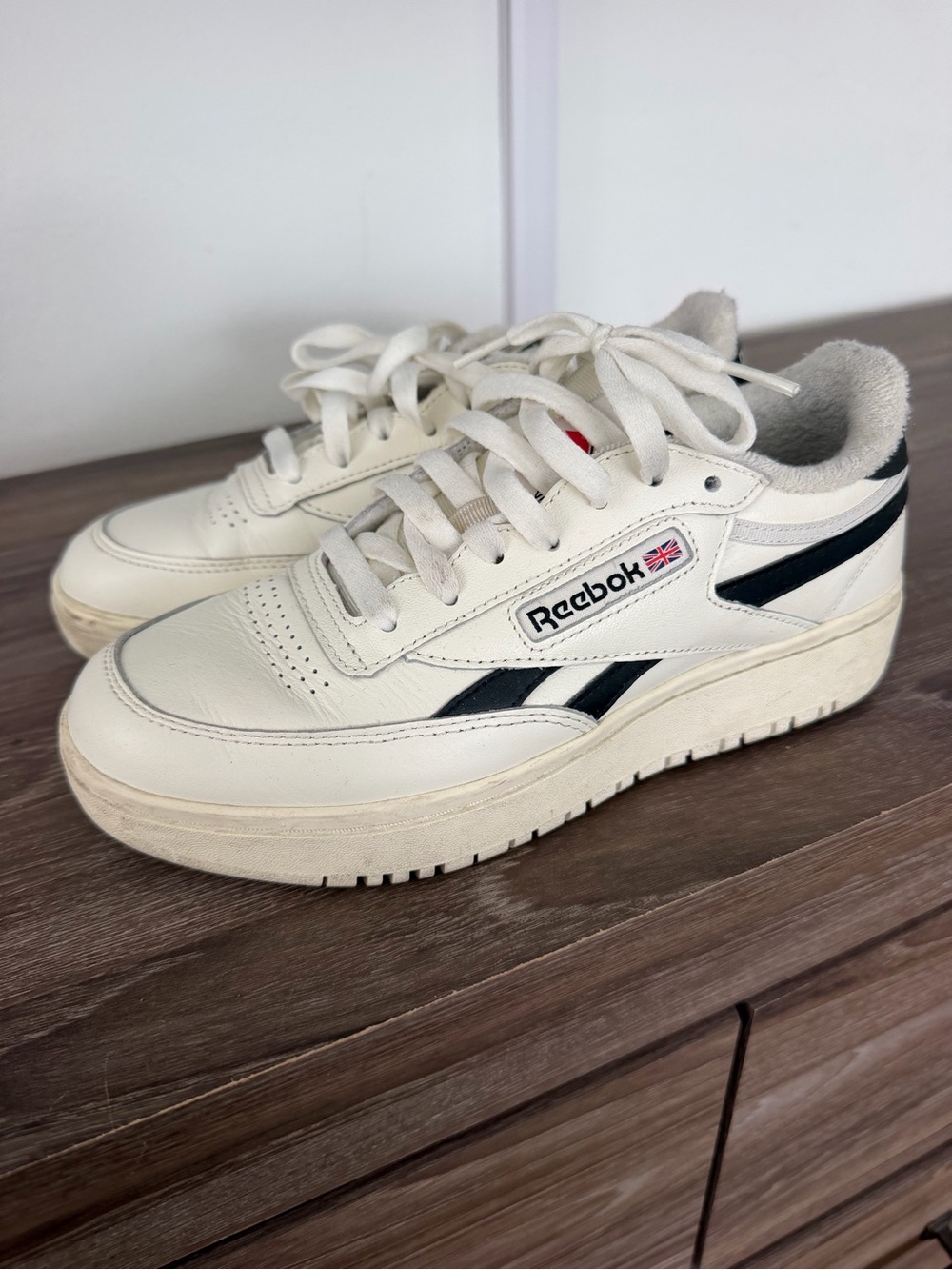 Reebok Kids White Sneakers with Black Stripes